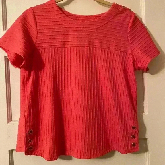 Alfred Dunner short sleeve pullover petite medium cotton|polyester pink top. - Picture 1 of 4